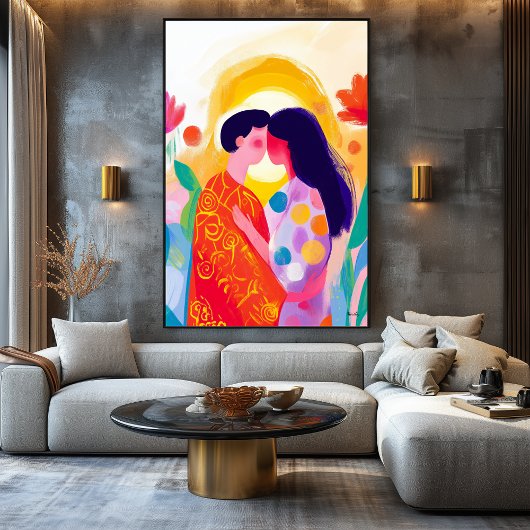 Vivid Fauvist Vision des Kusses Leinwanddruck