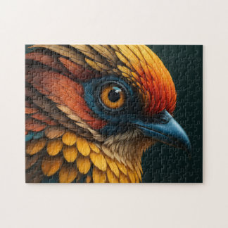 Vivid Feathered Portrait - Colorful Bird Close-Up Puzzle