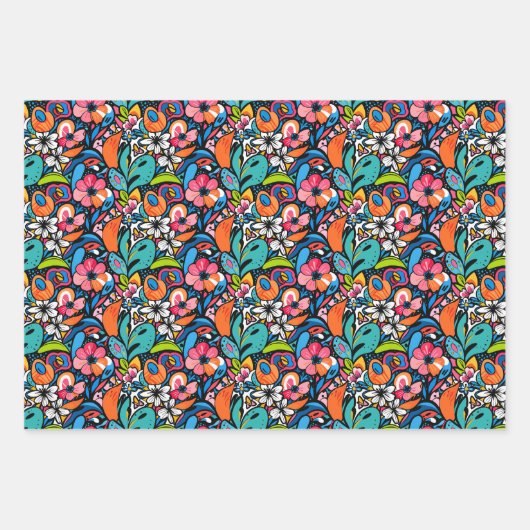 Vivid Floral Garden Bliss Geschenkpapier Set (Vorderseite)