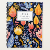Vivid Floral Hand gestrichen Blue Monogram 2025 Planer (Vorderseite)