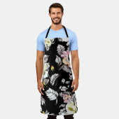 Vivid Floral Watercolor: Schwarzer Hintergrund Schürze (Getragen)
