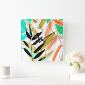 Vivid Fronds II Quadratische Wanduhr (Zuhause)