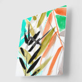 Vivid Fronds II Quadratische Wanduhr (Winkel)