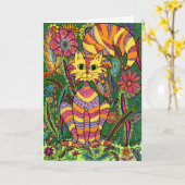 Vivid Garden Cat 2 Karte (Gelbe Blume)