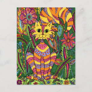 Vivid Garden Cat 2 Postkarte