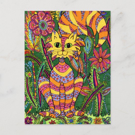 Vivid Garden Cat 2 Postkarte (Vorderseite)