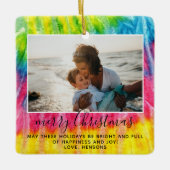 Vivid Gefärbte Krawatte Frohe Weihnachts-Script Fa Keramikornament (Vorderseite)