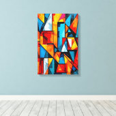 Vivid Geometric Abstrakt - Dynamic Cubist Wall Art Leinwanddruck (Insitu (Holzboden))