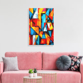 Vivid Geometric Abstrakt - Dynamic Cubist Wall Art Leinwanddruck (Insitu (Wohnzimmer))