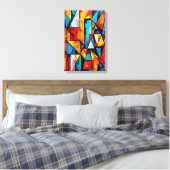Vivid Geometric Abstrakt - Dynamic Cubist Wall Art Leinwanddruck (Insitu (Schlafzimmer))