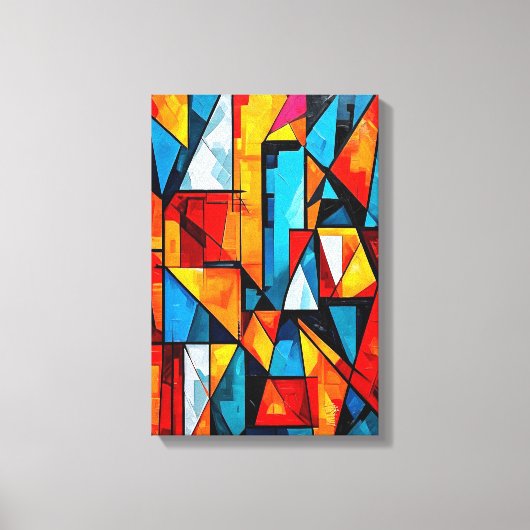 Vivid Geometric Abstrakt - Dynamic Cubist Wall Art Leinwanddruck (Vorderseite)