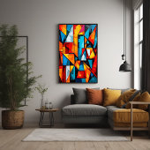 Vivid Geometric Abstrakt - Dynamic Cubist Wall Art Poster