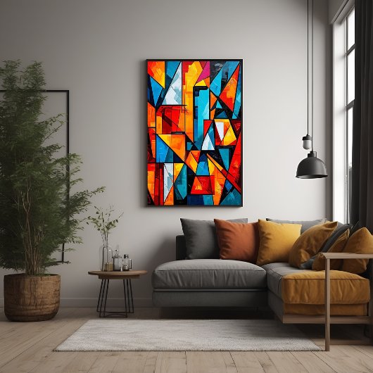 Vivid Geometric Abstrakt - Dynamic Cubist Wall Art Poster