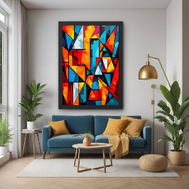 Vivid Geometric Abstrakt - Dynamic Cubist Wall Art Poster