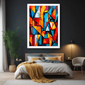 Vivid Geometric Abstrakt - Dynamic Cubist Wall Art Poster