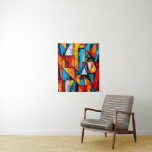 Vivid Geometric Abstrakt - Dynamic Cubist Wall Art Wandteppich (Beispiel)