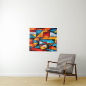 Vivid Geometric Abstrakt - Dynamic Cubist Wall Art Wandteppich (Beispiel (Horizontal))