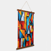 Vivid Geometric Abstrakt - Dynamic Cubist Wall Art Wandteppich Mit Holzrahmen (Gewinkelt)