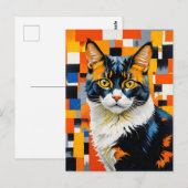 Vivid Geometric Cat Painting Postkarte (Vorne/Hinten)