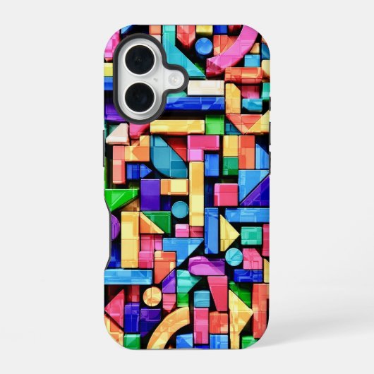 Vivid Geometric Flow iPhone 16 Hülle (Rückseite)