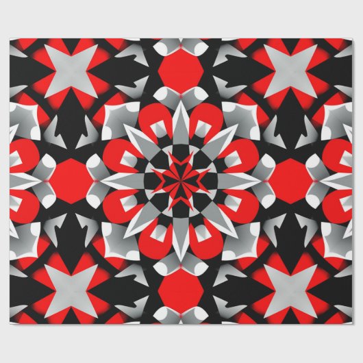 Vivid Geometric Mandala Design mit rot, schwarz Geschenkpapier (Flach)