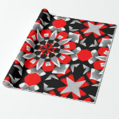 Vivid Geometric Mandala Design mit rot, schwarz Geschenkpapier (Ungerollt)