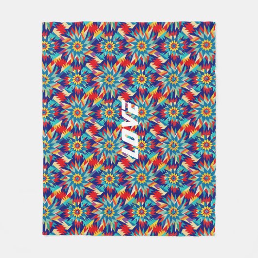 Vivid Geometric Trippy-mehrfarbiges Fraktal Fleecedecke (Vorderseite)