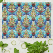 Vivid gesteinigtes Glas Weihnachtsbaummuster Geschirrtuch (Gefaltet)