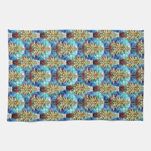 Vivid gesteinigtes Glas Weihnachtsbaummuster Geschirrtuch (Horizontal)