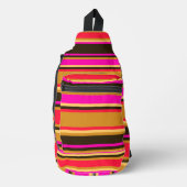 Vivid Gold, Red & Magenta Striped Sew Bag Crossbody Bag (Vorderseite)