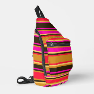 Vivid Gold, Red & Magenta Striped Sew Bag Crossbody Bag