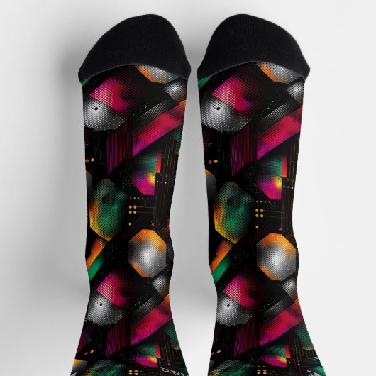 Vivid Hexagon mit Gradient Emerald und Magenta Socken (Oben)