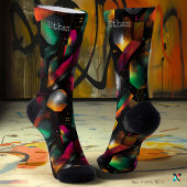 Vivid Hexagon mit Gradient Emerald und Magenta Socken