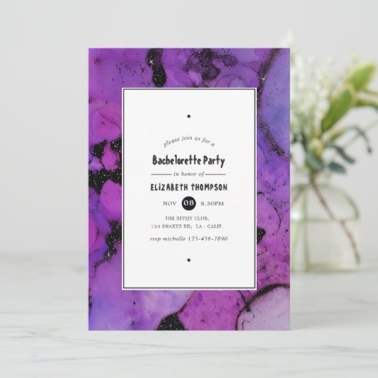 Vivid Ink Splash Junggeselinnen-Abschied Einladung (Stehend Vorderseite)