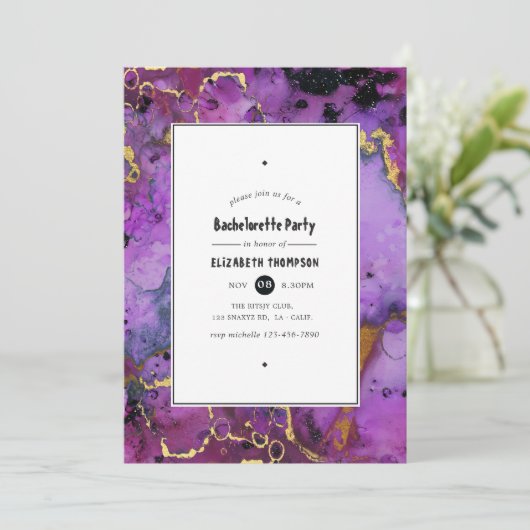 Vivid Ink Splash Junggeselinnen-Abschied Einladung (Stehend Vorderseite)