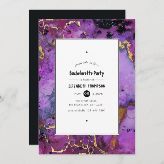 Vivid Ink Splash Junggeselinnen-Abschied Einladung (Vorne/Hinten)