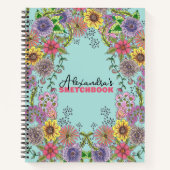 Vivid Intricate Doodle Blume Custom Sketchbook Notizblock (Vorderseite)