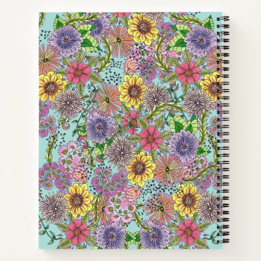 Vivid Intricate Doodle Blume Custom Sketchbook Notizblock (Rückseite)