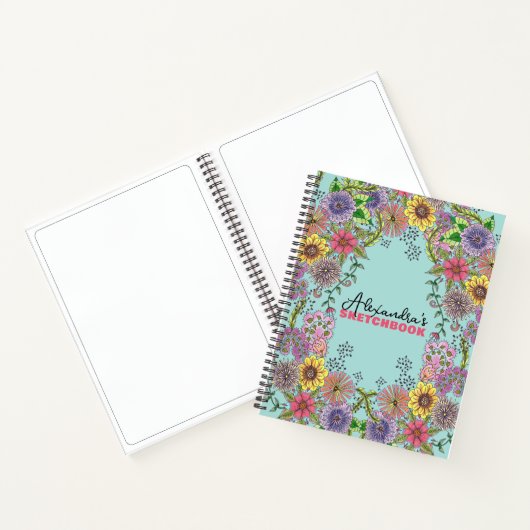 Vivid Intricate Doodle Blume Custom Sketchbook Notizblock (Innenseite)