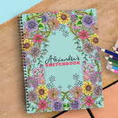 Vivid Intricate Doodle Blume Custom Sketchbook Notizblock