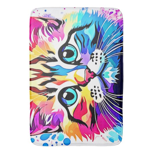 Vivid Kitty Vibes Design Badematte (Vorderseite Vertikal)