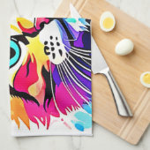 Vivid Kitty Vibes Design Geschirrtuch (Viertel Falte)