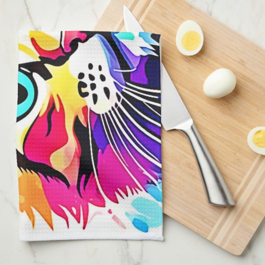 Vivid Kitty Vibes Design Geschirrtuch (Viertel Falte)