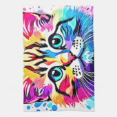 Vivid Kitty Vibes Design Geschirrtuch (Vertikal)