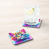 Vivid Kitty Vibes Design Getränkeuntersetzer (Rechte Seite)