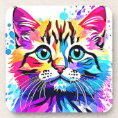 Vivid Kitty Vibes Design Getränkeuntersetzer (Vorderseite)
