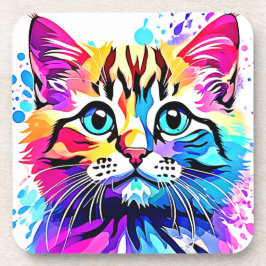 Vivid Kitty Vibes Design Getränkeuntersetzer