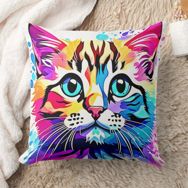 Vivid Kitty Vibes Design Kissen (Decke)