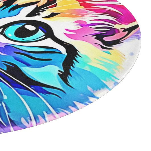 Vivid Kitty Vibes Design Schneidebrett (Ecke)