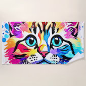 Vivid Kitty Vibes Design Strandtuch (Vorderseite)
